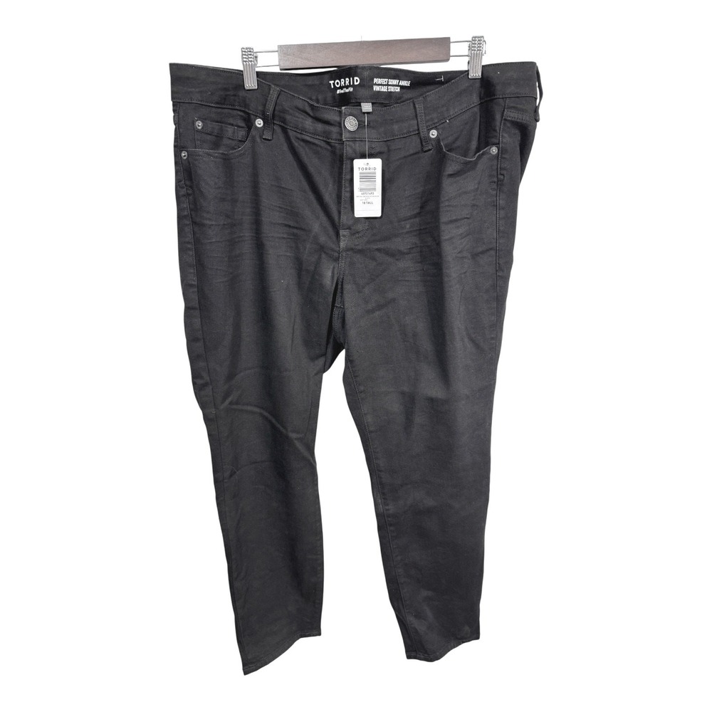 Torrid Perfect Skinny Ankle Vintage Stretch Mid-Rise Black Jeans 18 Tall New